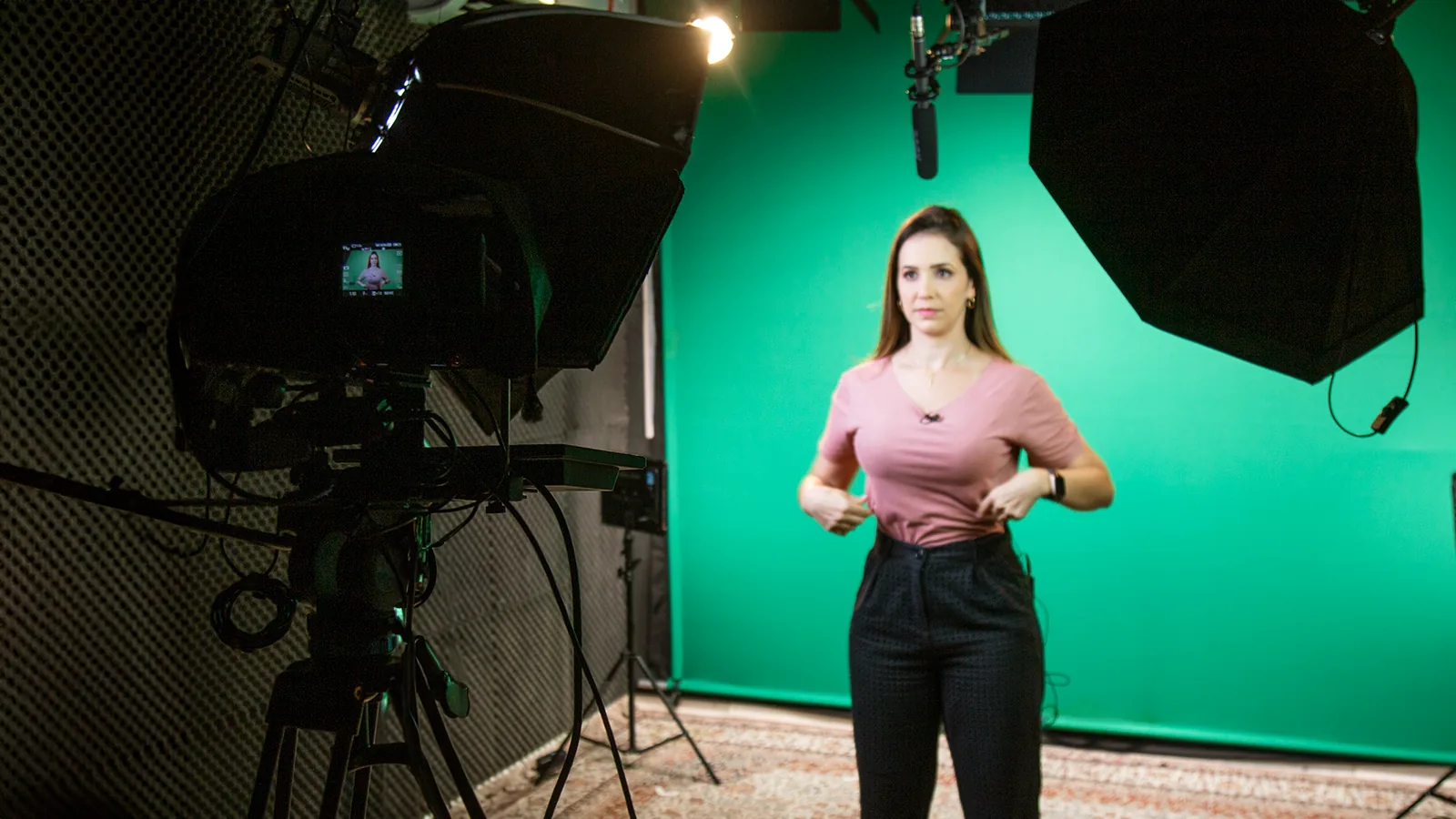 Gravação em chroma key com direção