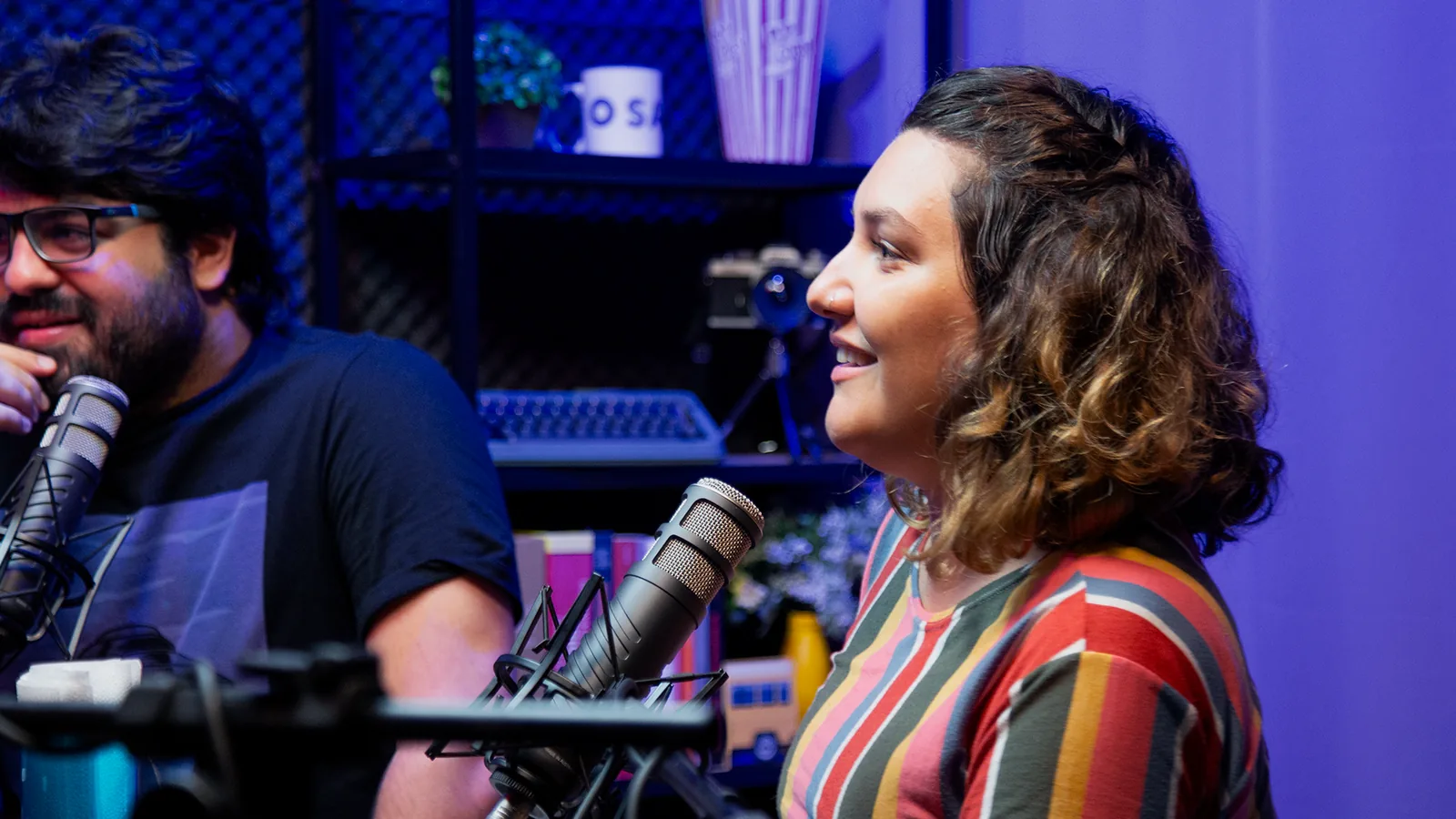 Gravação de podcast no estúdio